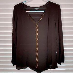 Bebe Black Blouse With Gold Studs